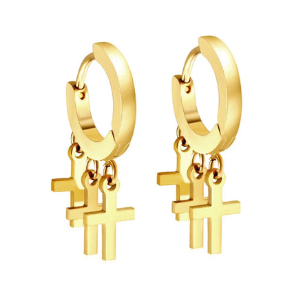 Wholesale Fine Waterproof Jewelry Earring Cute Stainless Steel lightning Star Pendant Hoop Earrings