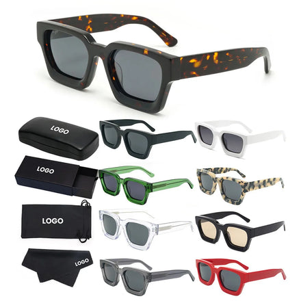 HA23077 Custom Private Label Square Sun Glasses TAC Polarized Thick Acetate Square Sunglasses for Men and Women