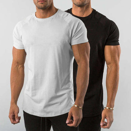 Premium Quality 95 Cotton 5 Spandex Curved Hem Sports T Shirt Men Gym Fitness T Shirt