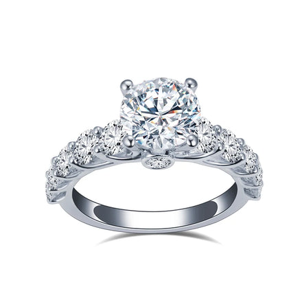 Messi Jewelry MSR-1241 Wedding Engagement Ring 18K White Gold Half Halo Ring 1.1CT E VVS1 Lab Grown Diamond Ring