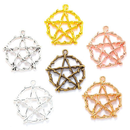 6 Color Simplicity Star Charms Metal for Earring Necklace Pendants DIY Handmade Jewelry Accessories Making 28*26mm L342