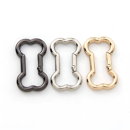 48mm Gold Silver Black Spring Snap Hooks Clip Zinc Alloy Bone Shaped Ring Carabiner for Handbags Accessories