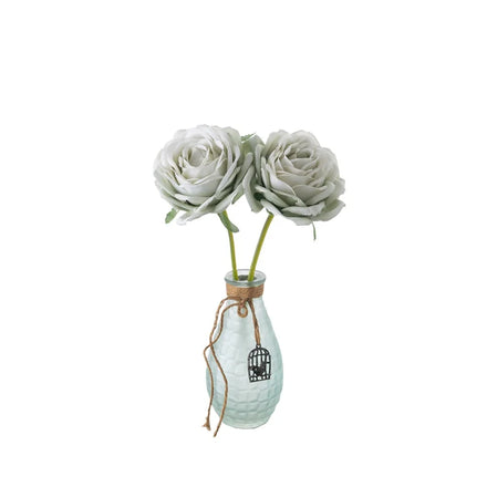 A-1528 Single Stem Silk Green Flower Without Leaf Realistic Artificial Rose for Home Party Wedding Decoration