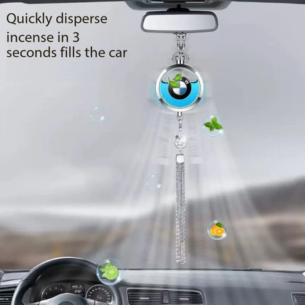 logo Aromatherapy Metal Pendant Perfume Bottle Rearview Mirror Pendant Unisex Accessories