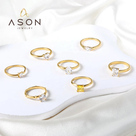 Ason Fashion Wholesale Bulk 18k PVD Gold Plated Stainless Steel Diamond Heart Ring Jewelry Engagement Wedding Rings for Couples