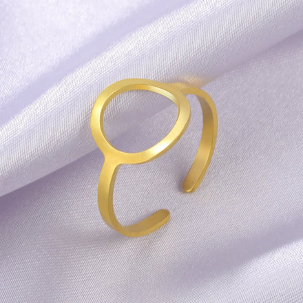 Geometric Hollow Rings for Women Minimalist Stainless Steel Jewelry Adjustable Ring
