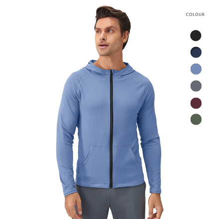 Men's Quick-Drying Breathable Zipper Jacket for Fitness Training Stand Collar Anti-UV for Autumn Running Active Bottoms for