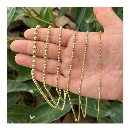 Factory Stock PVD 18K Gold Plated Waterproof Stainless Steel Jewelry Ball Bead Chain Necklace Wholesale Bulk