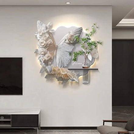 70X70CM 2024 Modern Luxury Home Decor 3D Colorful Butterfly Metal Art Wall Hanging for Living Room Background on Sale DDP