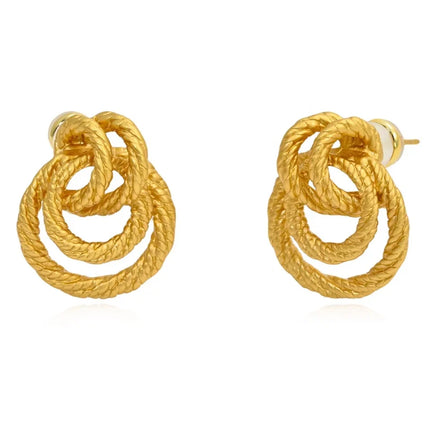 Vintage Fashion Brass Electroplated 18k Gold Ferrule Back Hoop Earrings for Women Jewelry Gift Customization