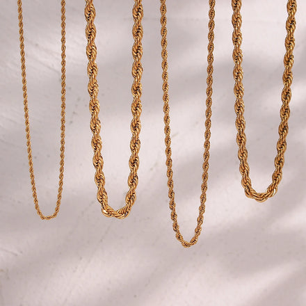 Guarantee Dreamshow 18K Gold Plated Stainless Steel Twisted Rope Chain Necklace Choker Necklace Design Jewelry