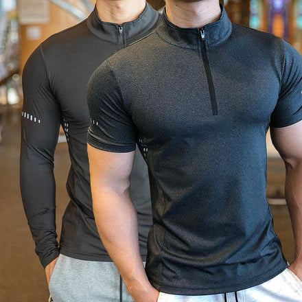 Wholesale Quick Dry Compression Gym Training Men 1/4 Zip Golf Sports Top Fitness Quarter Zip Pullover Sweatshirt