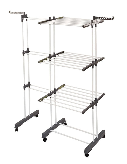 4 Tier Extendable Clothes Dryer Rack Foldable Waschestander Rolling with Casters Easy to Move Clothes Laundry Airer