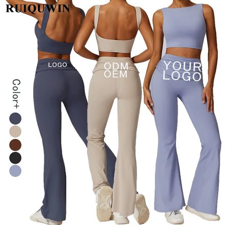 RUIQUWIN Wholesale Custom Yoga Suit Set for Women Leggings Running Workout Outdoor Activewear Sports Wear Gym Fitness Set