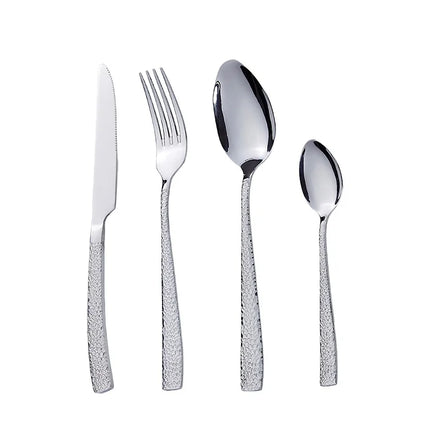 Mirror Polished Tableware Cutlery Hammered Silverware Set for Home Kitchen Restaurant