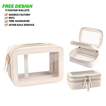 Cosmetic Type Chic Portable Travel Makeup Case for Women Durable PU Bag with Clear Compartments Elegant Toiletry Organizer
