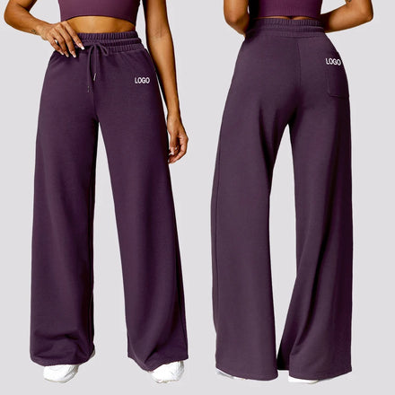 L800856 Women Loose Soft Plus Size Pants & Trousers Outdoor Drawstring Comfort Running Flare Wide Leg Sweatpants Jogging Wear
