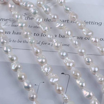 Zhuji 12-14mm White Freshwater Baroque Shape Third Party Appraisal Natural Loose Pearls for Jewelry