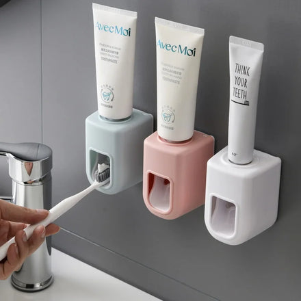 Bathroom Accessories Set Automatic Toothpaste Dispenser Squeezer Wall Mount Toothbrush Squeezer Holder Rack