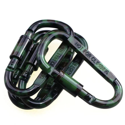 81MM Camouflage Aluminum D-Ring Shape Locking Carabiner Keychain with Laser Logo Climbing Hooks