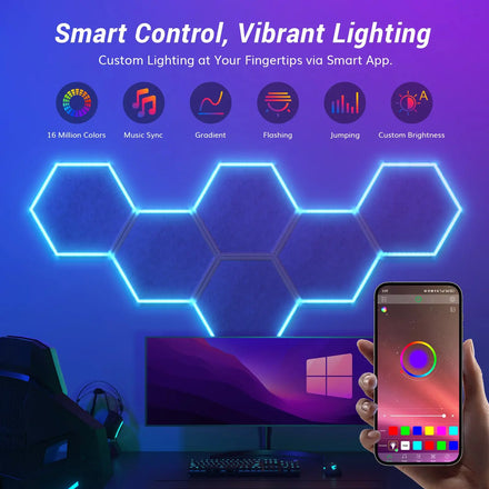 Glide Hexagon Light Panels ultra 3d Wall Lights in Home Sound Proof Panels for Recording Studio Gaming Room Home Office