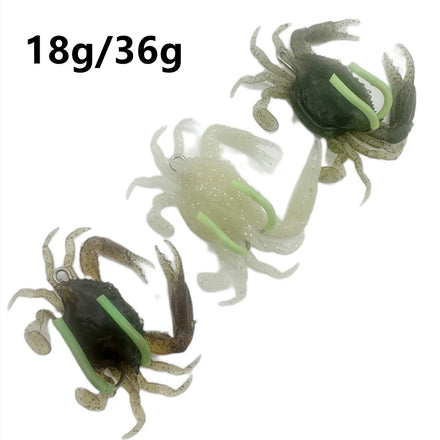 18g/36gArtificial Luminous Fishing Bionic Crab Lure Bait with Hook 3D Simulation Sea Fishing Shrimp Lure Soft Fish Bait