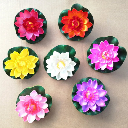 L836 10cm Decorative Floating Flowers Artificial Lotus Blossom Floating Foam Lotus Flower Leaves for Pond Decor
