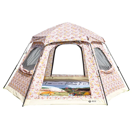 Large Portable Outdoor Automatic Hexagonal Pop-up Camping Tent Aluminum Alloy Frame Four-Season Use 2000mm Waterproof One