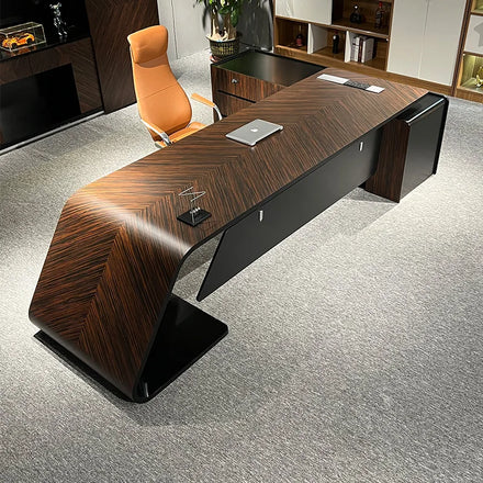 Modern Extendable L-shaped Wooden Panel Office Desk with 2m High Gloss Table Top MDF Construction Commercial Use
