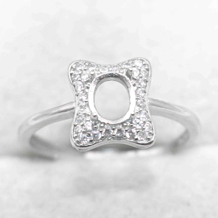 Semi Mount Ring 5*6mm Sterling Silver Empty Frame Blank Support Claws Setting S925 Base Hold Without Center Stone for DIY Inlay