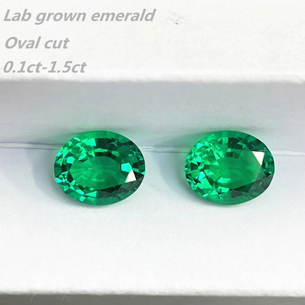 Oval Cut Lab Grown Gemstones Lab Emerald 3x4-6x10 0.1ct-1.5ct Size Synthetic Columbia Color on Sale