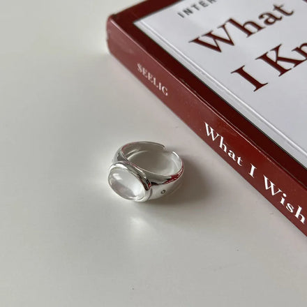 Wide Fashion Open Oval Round Finger Rings 925 Sterling Silver Women Fine Jewelry