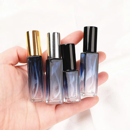 MUB Factory Hot Selling 10ml Gradient Blue Portable Refillable Fine Mist Glass Spray Perfume Bottle with Aluminum Cap