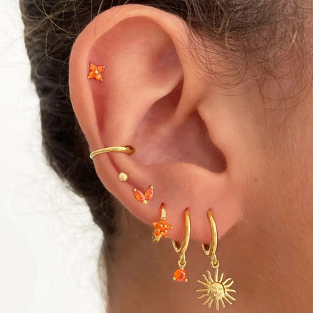 Popular Stainless Steel 18k Gold Earrings Non Tarnish Waterproof Ocean Jewelry Gold Hoop Sun Charm Earrings for Women