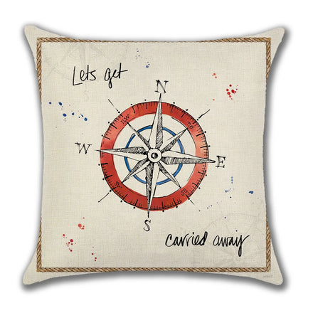 Ocean Series Decorative Throw Pillow Case Compass Lighthouse Geography Cushion Cover
