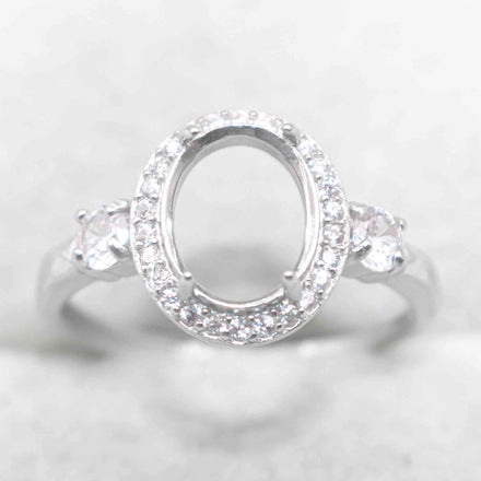 Sterling Silver 7*9mm Semi Mount Ring Empty Frame Blank Support Claw Setting S925 Base Holder Without Center Stone for DIY Inlay
