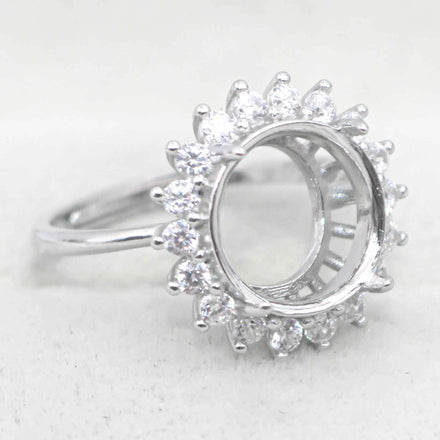 Sterling Silver 11*11mm Semi Mount Ring Empty Frame Blank Support Setting S925 Base Holder Without Center Stone for DIY Inlay