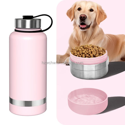 Hot Design Customize Big Capacity Travel Double Wall 304 Stainless Steel Vacuum Insulated 32OZ Handgrip Water Bottle Pet Bowl