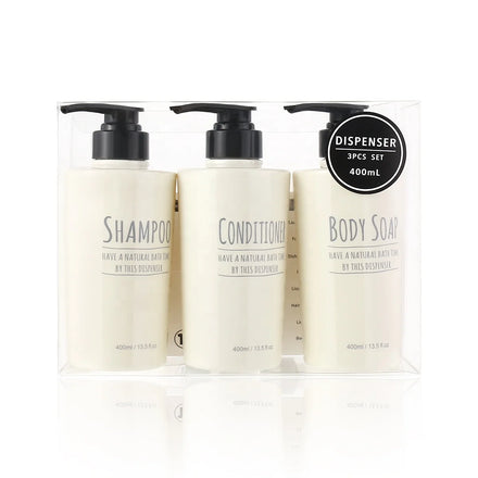 Bathroom Pump Bottles 2024 New Arrival Empty Ready to Ship Round White 400ml Shampoo Soap Plastic Pump Bottle
