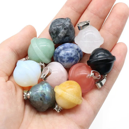 Planet Round Gemstone Pendants Natural Dangle Ball Gemstone Charms Healing Chakra Stone Charm Pendants