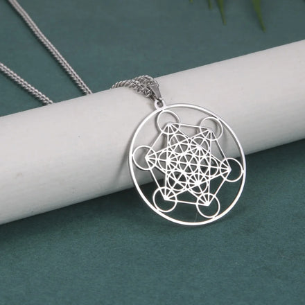 Angel Seal Archangel Metatron Cube Necklace Stainless Steel Women Men Sacred Geometry Amulet Religious Spiritual Jewelry