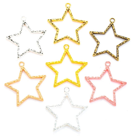 7 Color Simplicity Star Charms Metal for Earring Necklace Pendants DIY Handmade Jewelry Accessories Making 37*35mm L344