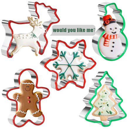 BPA-free Christmas Cookie Cutter Set Good Shape Stainless Steel Snowflake Christmas Tree Reindeer Cookie Cutters for Baking