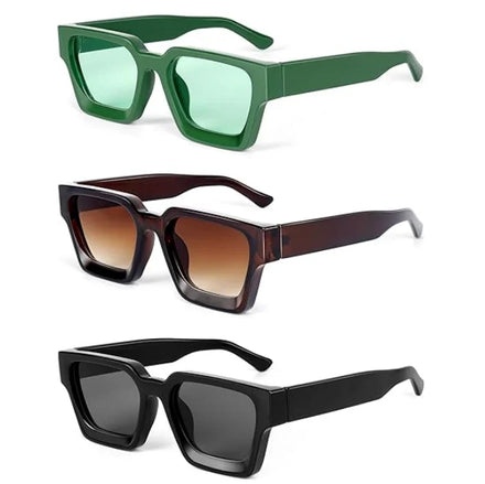 2026 Retro Thick Rectangle Chunky Sunglasses Women Men Trendy Square Black Shades Frame Fashion 90s Glasses