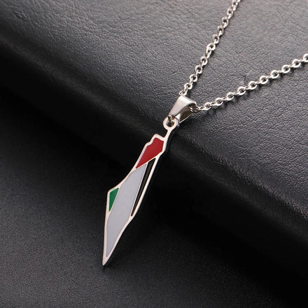 Arabic Palestine Pendant Necklace Stainless Steel Neck Chain for Women Men Country Geography Jewelry Gift Wholesale