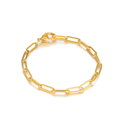 Friendship Paperclip Link Chain Women Girls Stainless Steel Gold Color Bracelets Minimalist Fashion Jewelry Gift