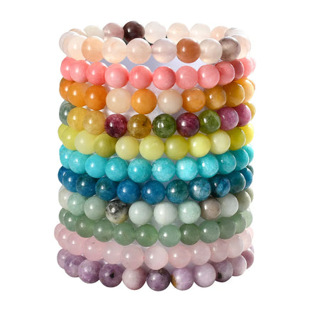 Hot Selling 8mm Round Bead Natural Stone Bracelet Wholesale Agate Beaded Crystal Stone Bracelet for Men and Women