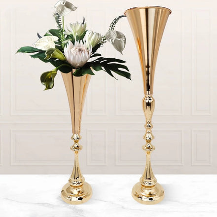 Wholesale Wedding Hall Decorations Church Aisle Stand Flower Wedding Metal Gold Color Flower Vase Stand