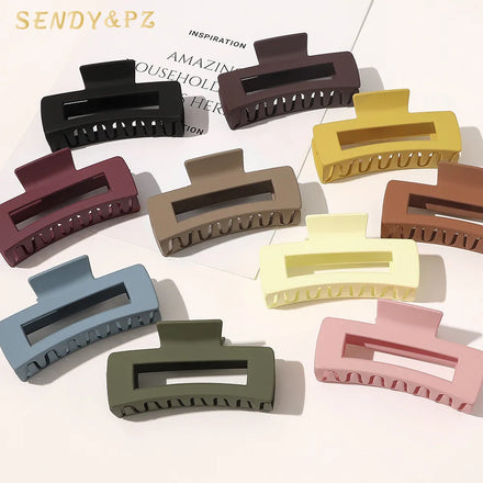 Fashion Girls Large Matte Clip Hair Plastic Hair Claw Simple Square Solid Color Hair Accessories 5cm/8cm/10.5cm/11cm/12cm Sizes