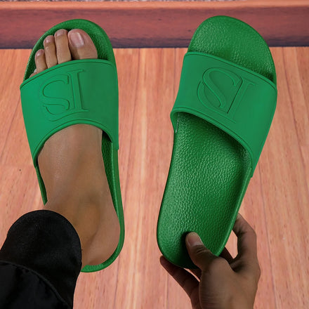 Happy Slides Customizable Men's Summer Flats Lightweight PU PVC EVA Indoor Outdoor Beach Slippers Soft Winter Feet Massager